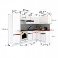 Bucatarie de Colt GENA NEW 1 DR. 140-250, Cu Corp de Cuptor, Stejar Sonoma